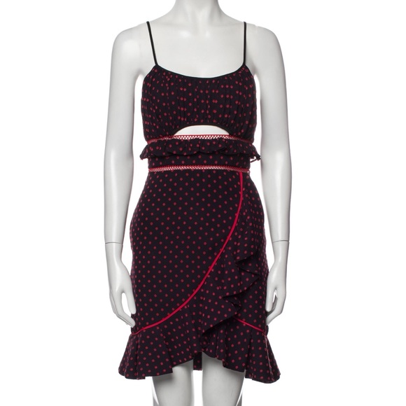 Self portrait polka dot cut out mini dress pockets  medium - Picture 7 of 17